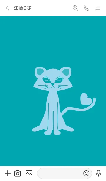 [LINE着せ替え] 猫のオッドとハート 薄浅葱の画像2