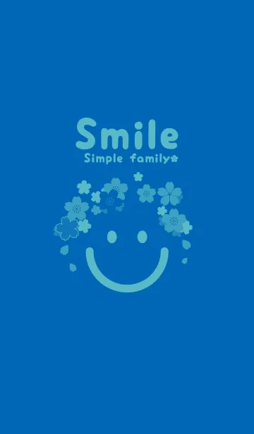 [LINE着せ替え] スマイル＆桜 コバルトブルーの画像1