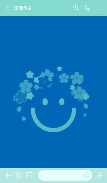 [LINE着せ替え] スマイル＆桜 コバルトブルーの画像2