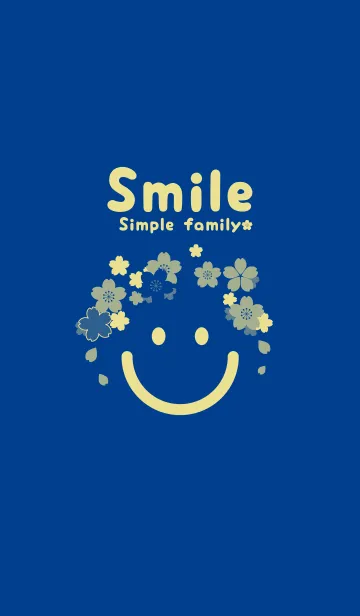 [LINE着せ替え] スマイル＆桜 インクブルーの画像1