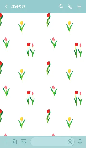 [LINE着せ替え] 3色のチューリップ 水色の画像2