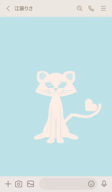 [LINE着せ替え] 猫のオッドとハート 水色の画像2