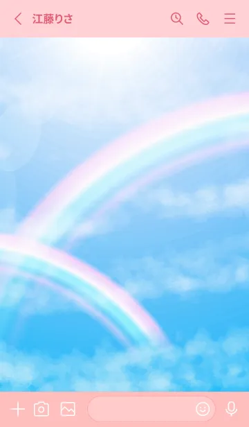 [LINE着せ替え] 青空と虹 ピンク色の画像2
