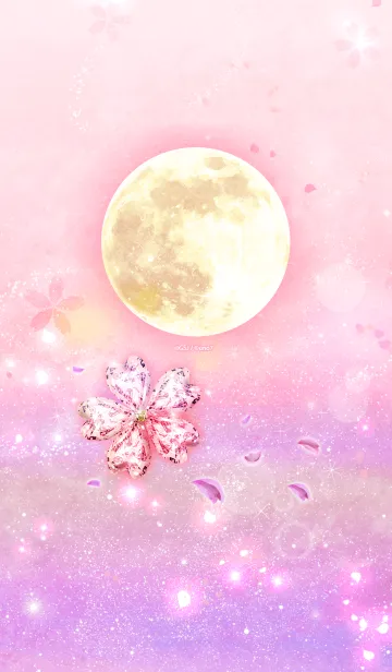 [LINE着せ替え] 幸運を呼ぶ✨満月と桜クリスタルの画像1