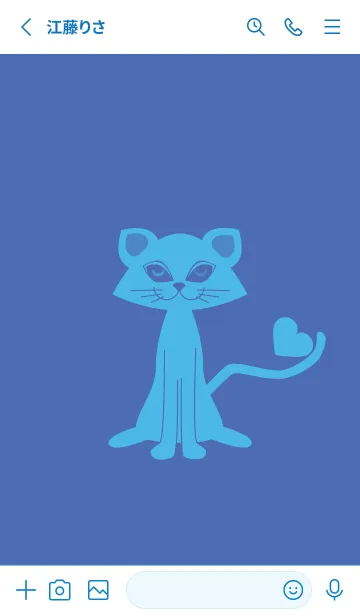 [LINE着せ替え] 猫のオッドとハート 群青色の画像2