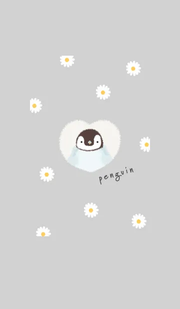 [LINE着せ替え] ペンギンとデイジー❁グレー01_1の画像1