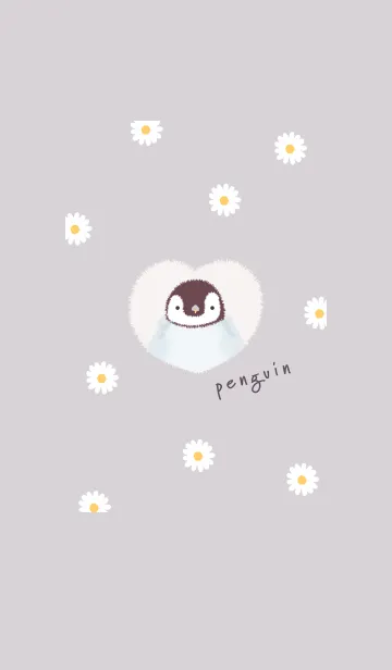 [LINE着せ替え] ペンギンとデイジー❁Greige02_1の画像1