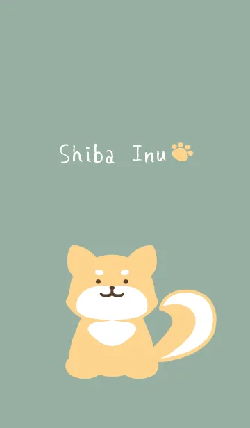 [LINE着せ替え] しっぽ可愛い柴犬/くすみグリーンの画像1