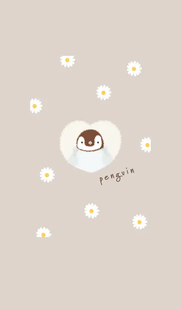 [LINE着せ替え] ペンギンとデイジー❁brown03_1の画像1