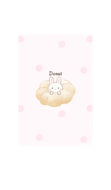 [LINE着せ替え] ドーナツにうさぎ -ピンク- ドットの画像1