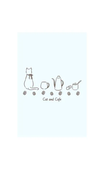 [LINE着せ替え] 猫とカフェ -ブルー-の画像1