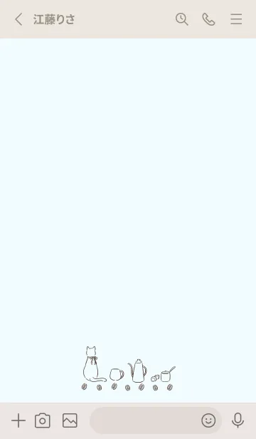 [LINE着せ替え] 猫とカフェ -ブルー-の画像2