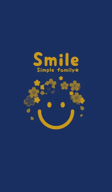 [LINE着せ替え] スマイル＆桜 紺青の画像1