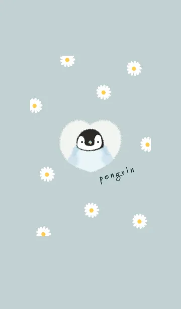 [LINE着せ替え] ペンギンとデイジー❁bluegreen06_1の画像1
