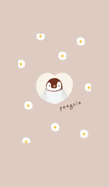 [LINE着せ替え] ペンギンとデイジー❁pinkbrown09_1の画像1