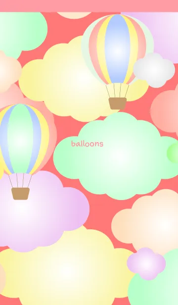[LINE着せ替え] 気球と雲のかわいい着せかえ ピンクの画像1