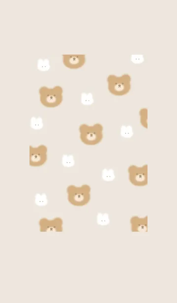 [LINE着せ替え] クマとゆるウサ♡beige05_1の画像1