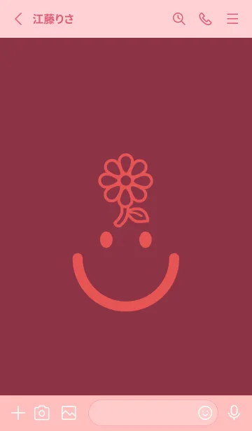 [LINE着せ替え] スマイル＆フラワー クリムソンの画像2