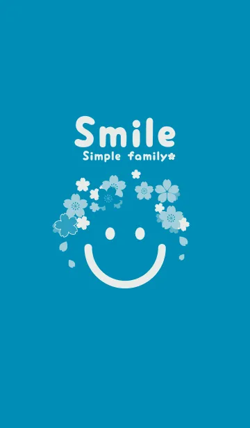 [LINE着せ替え] スマイル＆桜 セルリアンブルーの画像1