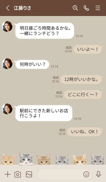 [LINE着せ替え] CATS - ミックス 03 - グリーングレーの画像3