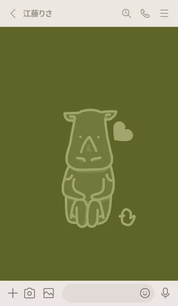 [LINE着せ替え] サイとハート オリーブグリーンの画像2