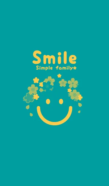 [LINE着せ替え] スマイル＆桜 ピーコックブルーの画像1