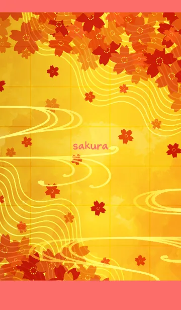 [LINE着せ替え] 桜と金屏風の着せかえB 赤の画像1