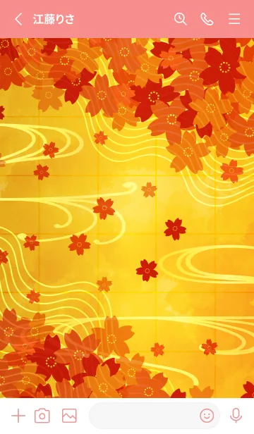[LINE着せ替え] 桜と金屏風の着せかえB 赤の画像2