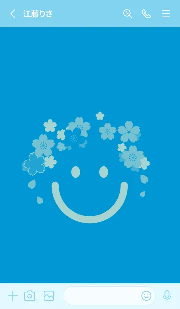 [LINE着せ替え] スマイル＆桜 ペールヨットブルーの画像2