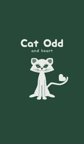[LINE着せ替え] 猫のオッドとハート サイプレスグリーンの画像1