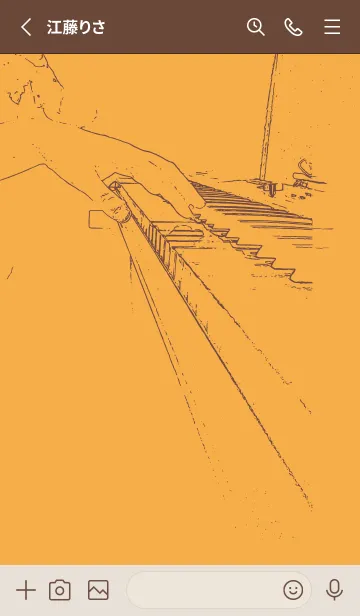 [LINE着せ替え] ピアノ演奏  柑子色の画像2