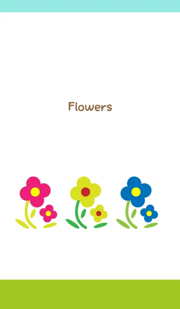 [LINE着せ替え] シンプルフラワー 緑と水色の画像1