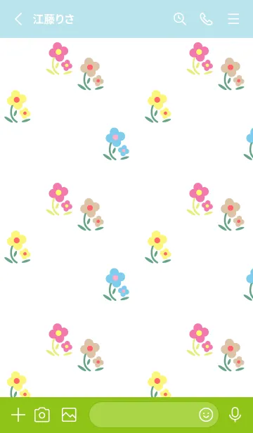 [LINE着せ替え] シンプルフラワー 緑と水色の画像2