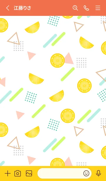 [LINE着せ替え] レモンのメンフィス風柄B 赤と黄色の画像2