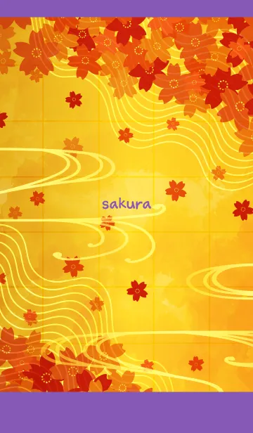 [LINE着せ替え] 桜と金屏風の着せかえB 紫色の画像1