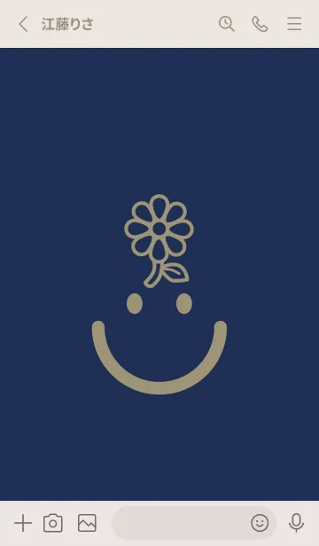 [LINE着せ替え] スマイル＆フラワー ネービーブルーの画像2