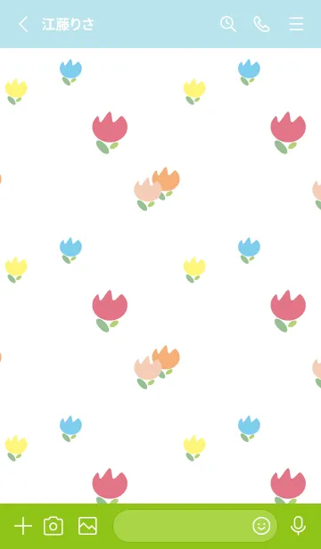 [LINE着せ替え] カラフルなチューリップ 水色と緑色の画像2