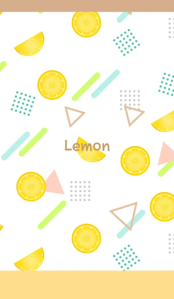 [LINE着せ替え] レモンのメンフィス風柄B 薄茶と黄色の画像1