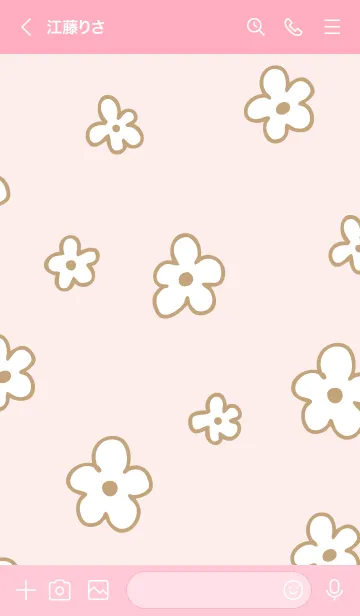 [LINE着せ替え] おしゃれなベージュ花28の画像2