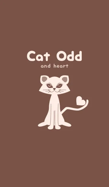 [LINE着せ替え] 猫のオッドとハート コーヒーブラウンの画像1