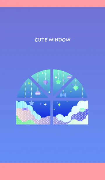 [LINE着せ替え] 夜空の窓の着せかえ ピンク色の画像1