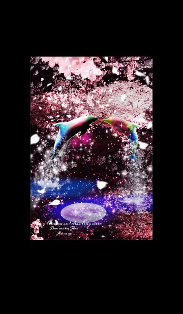 [LINE着せ替え] 運気上昇✨サクラとイルカ Strawberry Moo3の画像1