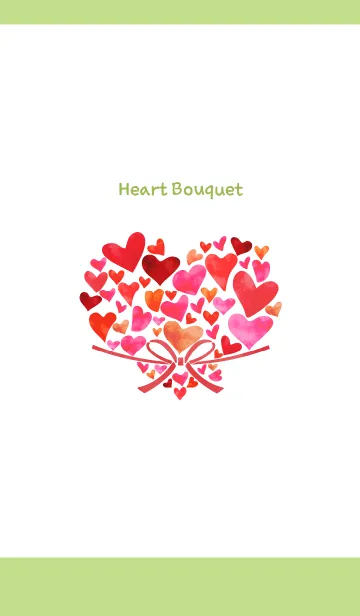 [LINE着せ替え] Heart bouquet on moss green for Japanの画像1