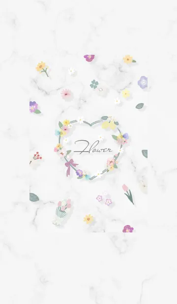 [LINE着せ替え] Florets and Marble gray01_1の画像1