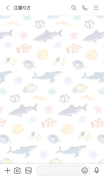 [LINE着せ替え] およげ！海の生き物たち(白/ホワイト)の画像2