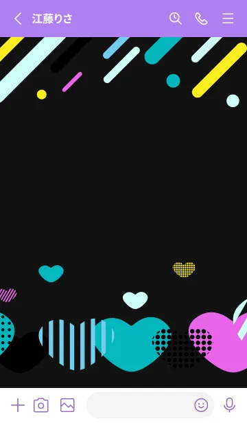 [LINE着せ替え] ラインとハートの着せかえ 紫色の画像2