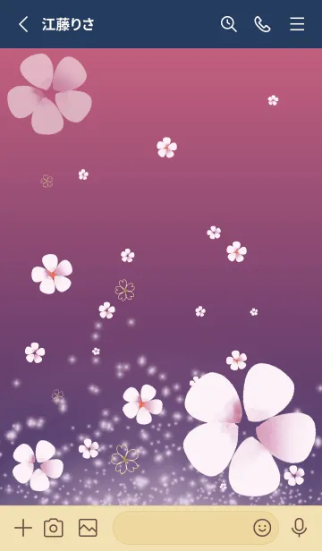 [LINE着せ替え] ネイビー : 幸運の桜と四つ葉の画像2