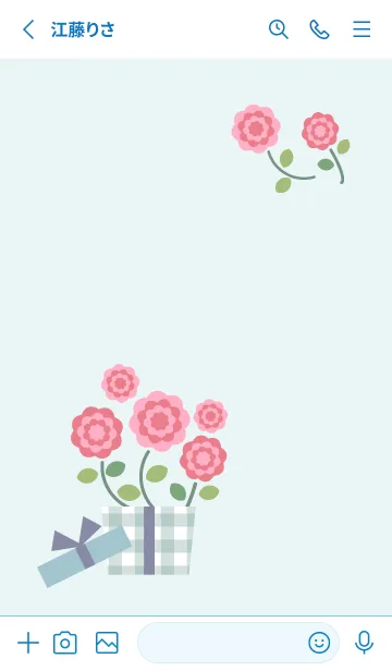 [LINE着せ替え] 赤いかわいいお花 白と青の画像2