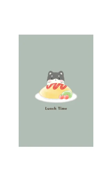 [LINE着せ替え] くろしばとオムライス -グリーン-の画像1