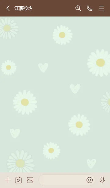 [LINE着せ替え] Daisy and Heart sage green01の画像2